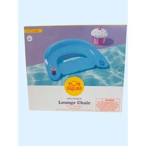 Sun Squad Inflatable Lounge Chair 4 Ft Pool Float w Cup Holders New In Box